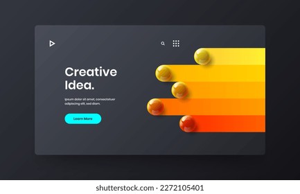 Creative landing page vector design template. Clean realistic balls corporate brochure concept.