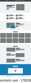 Creative landing page website wireframe interface template. UI/UX wireframe design.