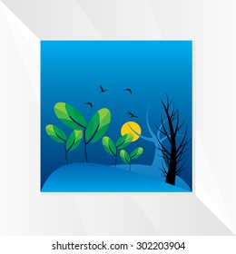 creative landscape background with tree 