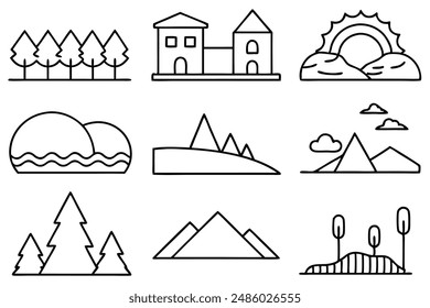 Creative Landscape line art Tranquil Scene Design