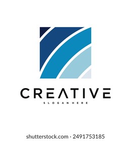 Creative landscape sea wave logo design. Premium Vector