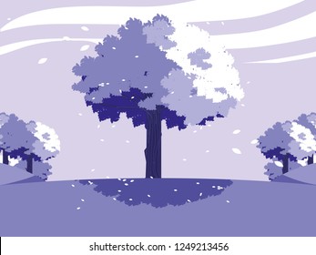 creative landscape with tree purple scene