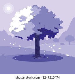 creative landscape with tree purple scene