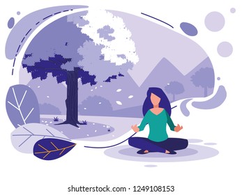 creative landscape with tree and woman