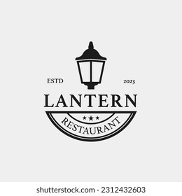 Creative lantern post lamp restaurant vintage logo design vector concept illustration idea