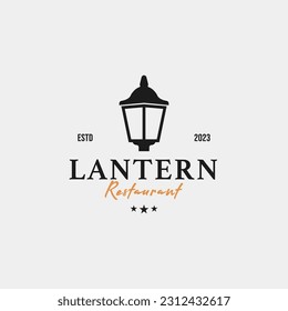 Creative lantern post lamp restaurant vintage logo design vector concept illustration idea