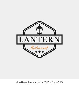 Creative lantern post lamp restaurant vintage logo design vector concept illustration idea