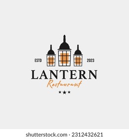 Creative lantern post lamp restaurant vintage logo design vector concept illustration idea