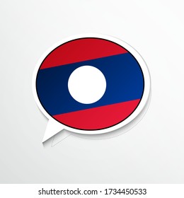 Creative Laos country flag on speech bubble. Abstract languages concept flat illustration.