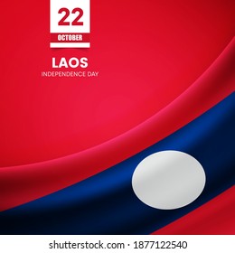 Creative Laos flag on fabric texture. Vintage style independence day background
