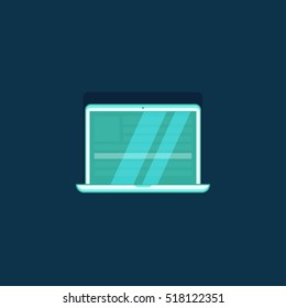 Creative laptop flat icon. Computer notebook symbol. Vector illustration logo.