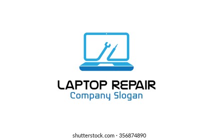 Creative Laptop Repair Logo Vector Symbol Design illustration