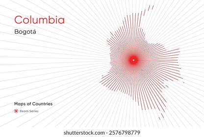 Creative Laser Map of Columbia with Bogota as the Center	