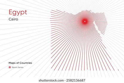 Creative Laser Map of Egypt with Cairo as the Center