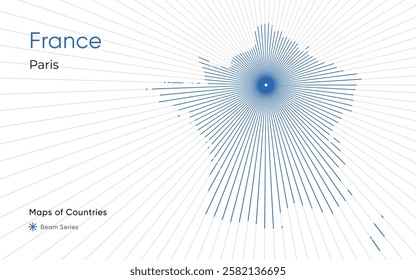 Creative Laser Map of France with Paris as the Center