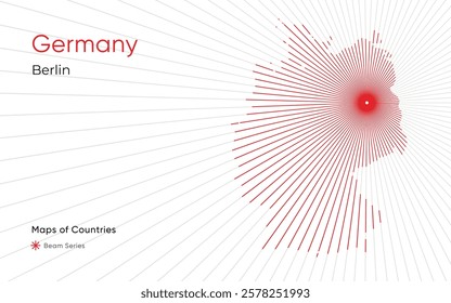 Creative Laser Map of Germany with Berlin as the Center	