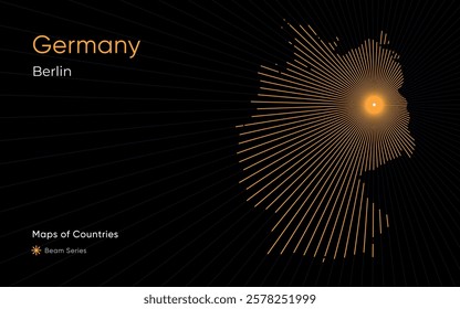 Creative Laser Map of Germany with Berlin as the Center	