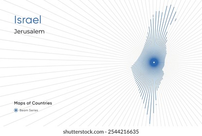 Creative Laser Map of Israel with Jerusalem as the Center	