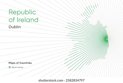 Creative Laser Map of Republic of Ireland with Dublin as the Center