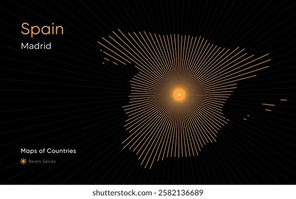 Creative Laser Map of Spain with Madrid as the Center