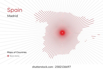 Creative Laser Map of Spain with Madrid as the Center