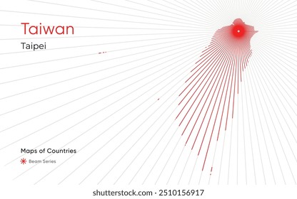 Mapa láser creativo de Taiwán con Taipéi como centro