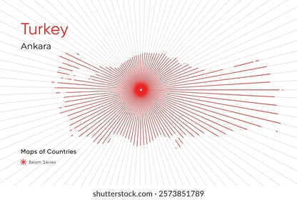 Creative Laser Map of Turkey with Ankara as the Center	