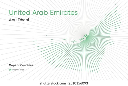 Creative Laser Map of United Arab Emirates with Abu Dhabi as the Center