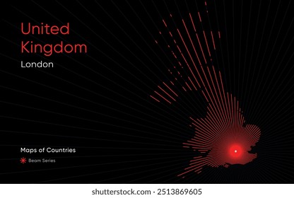 Creative Laser Map of United 
Kingdom with London as the Center