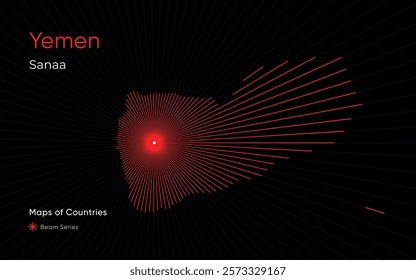 Creative Laser Map of Yemen with Sanmaa as the Center	