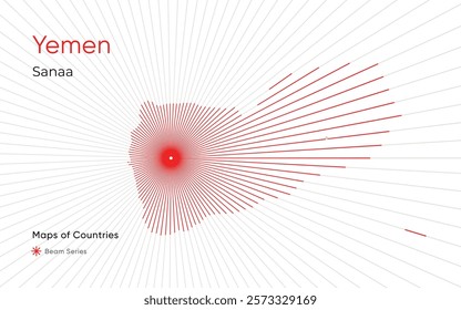 Creative Laser Map of Yemen with Sanmaa as the Center	