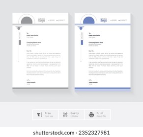 Creative latter head design set a4 size and unique shape colorful work theme style design work and layout with business modern theme. Professional creative abstract letterhead design