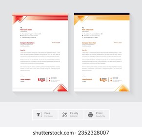 Creative latter head design set a4 size and unique shape colorful work theme style design work and layout with business modern theme. Professional creative abstract letterhead design