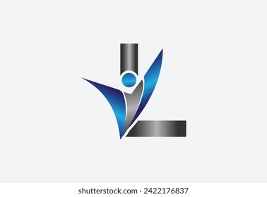 Creative latter L con el logotipo combinado de la unidad del hombre