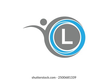 Creative latter L con el logotipo del icono de combinación de unidad del hombre