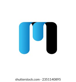 Logo de Creative latter M, azul, simple, limpio, logotipo inicial, 