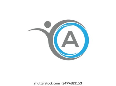 Creative latter Un hombre con el logotipo del icono de combinación de unidad