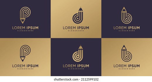 Creative latter P D B with pencil logo design