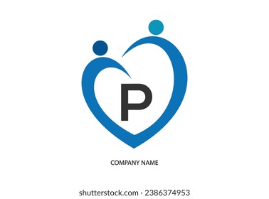 Kreativität Letzteres P mit Symbol für die Kombination von Mann und Einheit