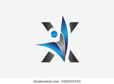 Creative latter X with man unity combination icon logo