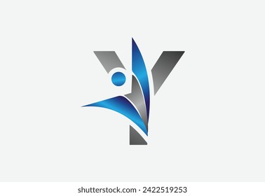 Creative latter Y with man unity combination icon logo