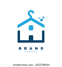 Plantilla de diseño del logotipo de la casa de lavandería creativa