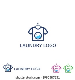 Creative laundry logo design template icon banner