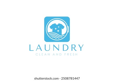 Creative laundry logo design template. Clothes, water, and washing machine logo concept