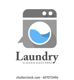 Creative laundry logo, label, template design full vector