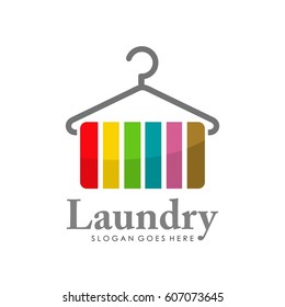 Creative laundry logo, label, template design full vector