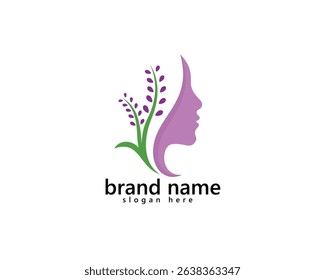 creative lavender beauty bar logo, two lavender flowers with purple faces, logo design inspiration