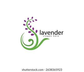 creative lavender beauty bar and perfume logo, purple lavender circled in the shape of the letter s, logo design inspiration
