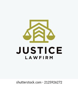Creative law firm logo with lines justice logo design in gold color 