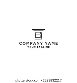 Creative Law firm pillar with GL letter logo design template	